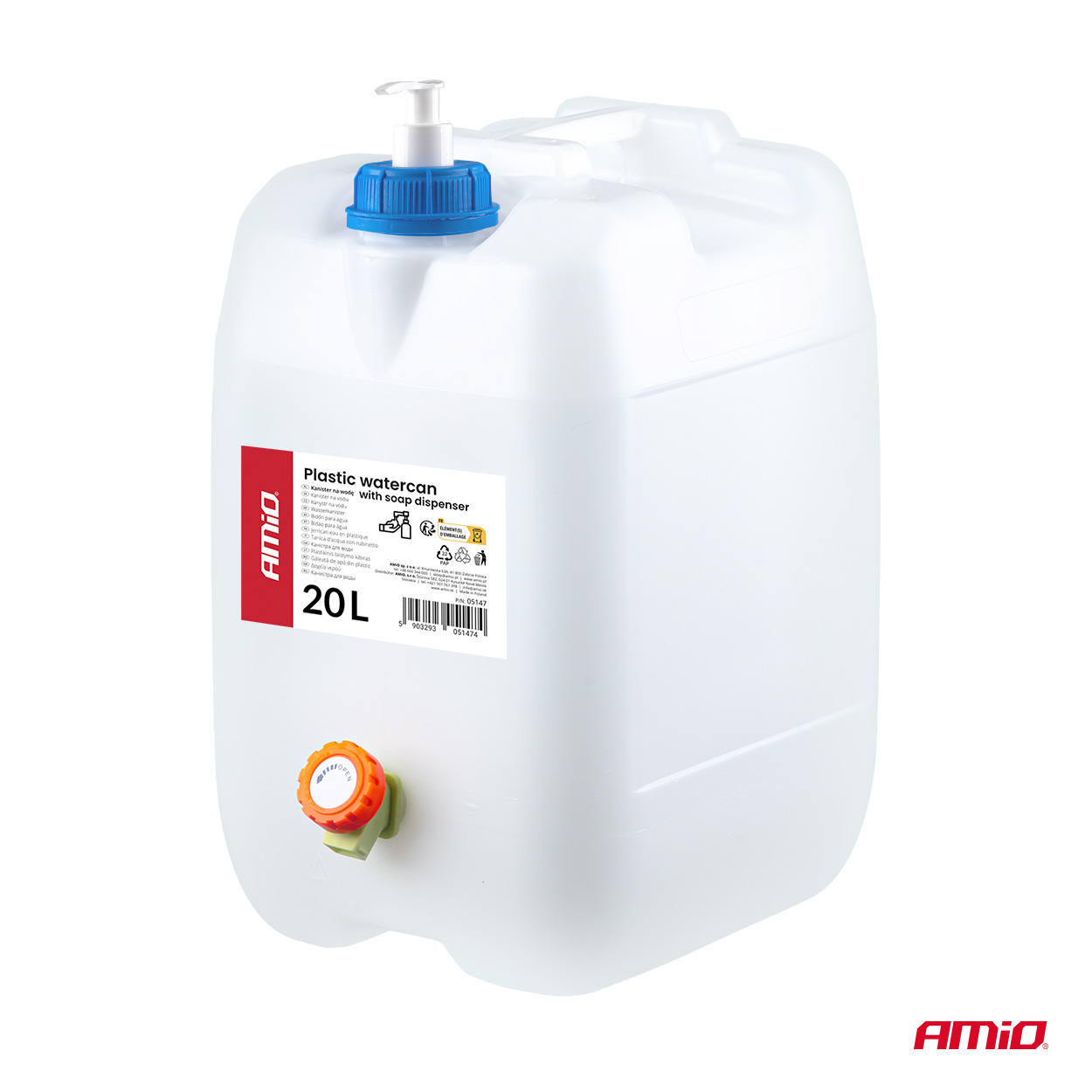 Plastmasas ūdens kanna ar ziepju dozatoru 20L AMIO-05147 Plastmasas ūdens kanna ar ziepju dozatoru 20L AMIO-05147 - Image 6